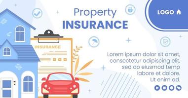 illustration de conception plate de modèle de poste d'assurance propriété et habitation modifiable de fond carré pour les médias sociaux, la carte de voeux ou le web vecteur