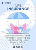 modèle de flyer d'assurance-vie familiale design plat illustration modifiable fond carré aux médias sociaux ou carte de voeux vecteur