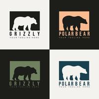 ensemble de modèle de conception d'illustration vectorielle logo silhouette ours. icône grizzly vecteur