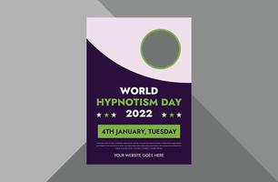 modèle de flyer pour la journée mondiale de l'hypnose. 4 janvier conception de flyer de sensibilisation à la journée mondiale de l'hypnotisme, affiche, couverture, prêt à imprimer vecteur