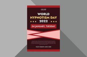 modèle de flyer pour la journée mondiale de l'hypnose. 4 janvier conception de flyer de sensibilisation à la journée mondiale de l'hypnotisme, affiche, couverture, prêt à imprimer vecteur