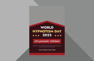 modèle de flyer pour la journée mondiale de l'hypnose. 4 janvier conception de flyer de sensibilisation à la journée mondiale de l'hypnotisme, affiche, couverture, prêt à imprimer vecteur