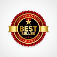 emblème de vecteur de joint de produit recommandé par le meilleur vendeur avec schéma de couleurs or