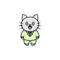 création de logo de travailleur mignon chat vecteur