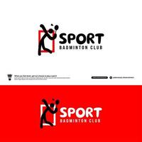 modèle de conception de logo de club de badminton, concept de logo de tournois de badminton. Identité de l'équipe de badminton isolée sur fond blanc, illustrations vectorielles de conception de symbole de sport abstrait vecteur