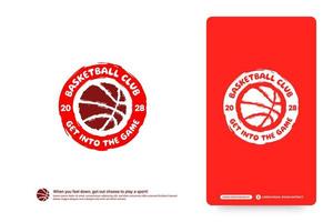 modèle de conception de logo de club de basket-ball, concept de logotype de tournois de basket-ball. Identité de l'équipe de basketball isolé sur fond blanc, illustrations vectorielles de conception de symbole de sport abstrait vecteur