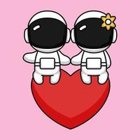 joli couple astronaute saint valentin vecteur