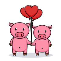 mignon cochon saint valentin vecteur