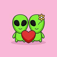 couple extraterrestre saint valentin vecteur