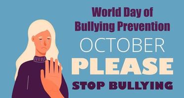 journée mondiale de la prévention du harcèlement en octobre. scène de victime dans la société. personne stressée dans la honte. vecteur