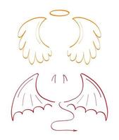 vecteur d'aile de croquis d'ange. marqueur style dessiné à la main de créations saintes. aile, plumes d'oiseau, cygne, aigle.