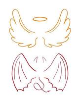 vecteur d'aile de croquis d'ange. marqueur style dessiné à la main de créations saintes. aile, plumes d'oiseau, cygne, aigle.