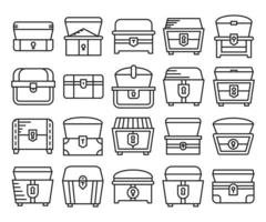 icône de ligne de coffre au trésor vecteur