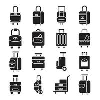 icônes de bagages et de sacs de voyage vecteur