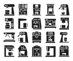 ensemble de vecteurs d'icônes de machine à café