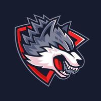 création de logo d'équipe tête de loup bête vecteur