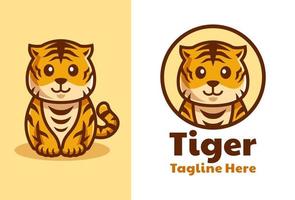 création de logo de dessin animé mignon petit tigre vecteur