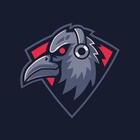 conception de logo de jeu de corbeau de mascotte vecteur