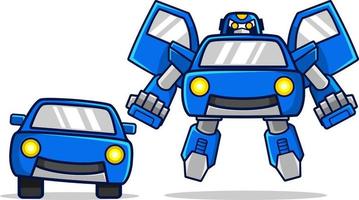 transformation et vol de voiture robot bleu vecteur