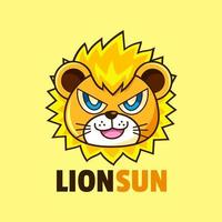 création de logo de mascotte potelée petit lion courageux vecteur