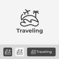 vecteur de concept de logo de voyage avec un style d'art en ligne unique et moderne