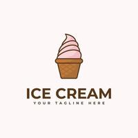 création de logo vectoriel pour une entreprise de crème glacée, avec une illustration de l'icône de crème glacée dans une tasse