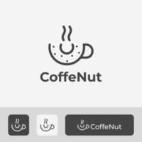 conception de vecteur de logo de beignet délicieux, combinaison de beignet et de tasse de café avec un style d'art en ligne minimal