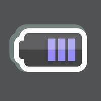 Autocollant de la moitié de la batterie à la mode isolé sur fond noir vecteur