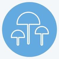icône de champignons dans le style tendance des yeux bleus isolé sur fond bleu doux vecteur