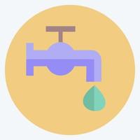 icône du robinet d'eau dans un style branché plat isolé sur fond bleu doux vecteur