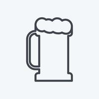 pinte de bière i icône dans le style de ligne branché isolé sur fond bleu doux vecteur