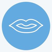 icône de lèvres dans le style tendance des yeux bleus isolé sur fond bleu doux vecteur