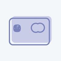 icône de carte de crédit dans un style branché à deux tons isolé sur fond bleu doux vecteur