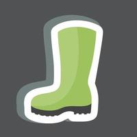 Autocollant de bottes de jardinage à la mode isolé sur fond noir vecteur