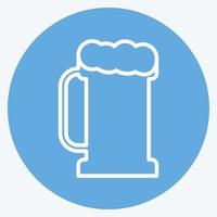 pinte de bière i icône dans le style tendance des yeux bleus isolé sur fond bleu doux vecteur