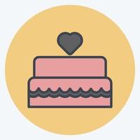 icône de gâteau de mariage i dans un style de compagnon de couleur branché isolé sur fond bleu doux vecteur