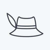 icône de chapeau de femme dans le style de ligne branché isolé sur fond bleu doux vecteur