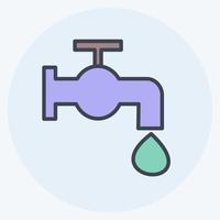 icône de robinet d'eau dans un style de compagnon de couleur à la mode isolé sur fond bleu doux vecteur