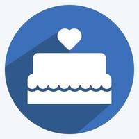 Icône de gâteau de mariage dans un style tendance grandissime isolé sur fond bleu doux vecteur