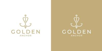 modèle de conception de logo d'ancre dorée de luxe vecteur