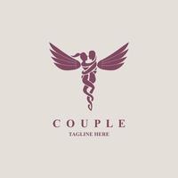 couple ailes logo médical icône modèle vecteur de conception pour marque ou entreprise et autre