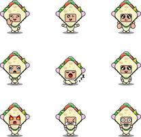 personnage de dessin animé illustration vectorielle costume de mascotte ensemble d'expression alimentaire sandwich vecteur
