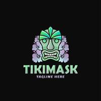 Illustration vectorielle de conception de logo de masque tiki coloré vecteur