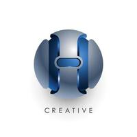 modèle de logo de lettre initiale de couleur bleu gris cercle 3d design pour l'identité de l'entreprise et de l'entreprise vecteur