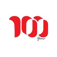 100 ans de logo. Illustration vectorielle rouge de 100 ans. 100 logos créatifs et distinctifs. vecteur
