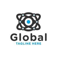 logo moderne de la technologie du cercle mondial vecteur