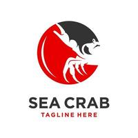 modèle de conception de logo de crabe de mer vecteur