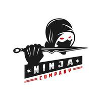 création de logo de tête de ninja japonais vecteur