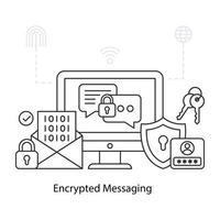 une illustration de conception unique de la messagerie cryptée vecteur