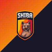 logo de mascotte de chien shiba vecteur